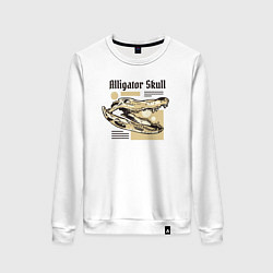 Свитшот хлопковый женский Alligator skull, цвет: белый