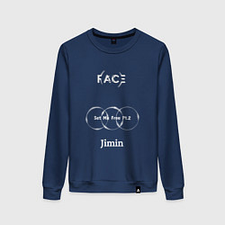 Свитшот хлопковый женский JIMIN FACE Set Me Free, цвет: тёмно-синий