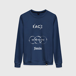 Свитшот хлопковый женский JIMIN FACE Set Me Free, цвет: тёмно-синий