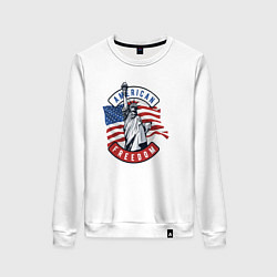 Свитшот хлопковый женский American freedom, цвет: белый