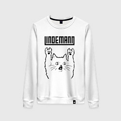 Свитшот хлопковый женский Lindemann - rock cat, цвет: белый