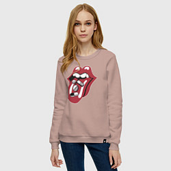 Свитшот хлопковый женский Rolling stones pills, цвет: пыльно-розовый — фото 2