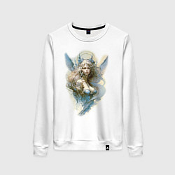 Свитшот хлопковый женский Царевна-Лебедь ангел - нейросеть, цвет: белый