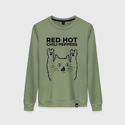 Свитшот хлопковый женский Red Hot Chili Peppers - rock cat, цвет: авокадо