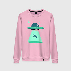 Свитшот хлопковый женский Похищение НЛО, цвет: светло-розовый