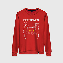 Свитшот хлопковый женский Deftones rock cat, цвет: красный