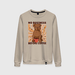 Свитшот хлопковый женский No business before coffee, цвет: миндальный