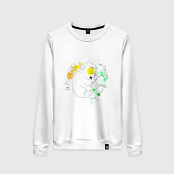 Свитшот хлопковый женский Лемур: so much wow, цвет: белый