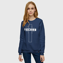 Свитшот хлопковый женский Techno крест, цвет: тёмно-синий — фото 2