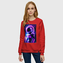 Свитшот хлопковый женский Космический астронавт, цвет: красный — фото 2