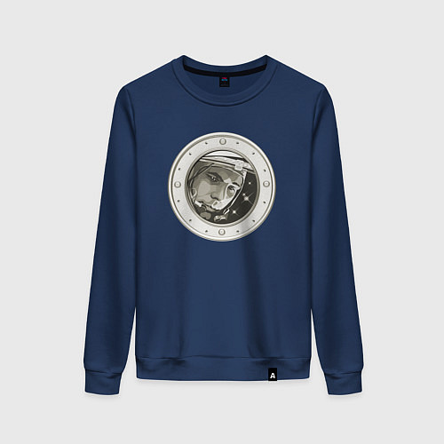 Женский свитшот Юрий Гагарин в иллюминаторе / Тёмно-синий – фото 1