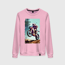 Свитшот хлопковый женский Мотокросс - экстрим, цвет: светло-розовый