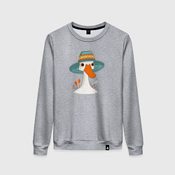 Свитшот хлопковый женский Гусь в шляпе, цвет: меланж