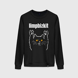 Свитшот хлопковый женский Limp Bizkit rock cat, цвет: черный