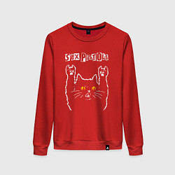 Свитшот хлопковый женский Sex Pistols rock cat, цвет: красный