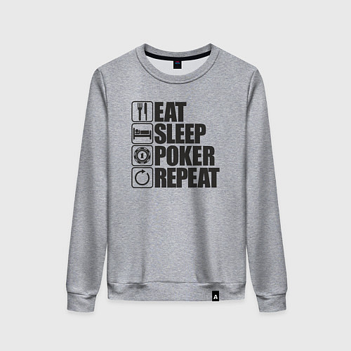 Женский свитшот Eat, sleep, poker, repeat / Меланж – фото 1