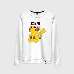 Свитшот хлопковый женский Pika panda, цвет: белый