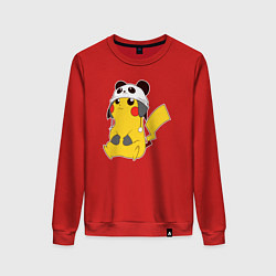 Свитшот хлопковый женский Pika panda, цвет: красный