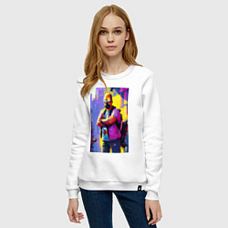 Свитшот хлопковый женский Homer Simpson - city fantasy, цвет: белый — фото 2