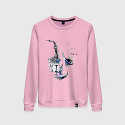 Свитшот хлопковый женский Саксофон дым тень, цвет: светло-розовый