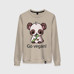 Свитшот хлопковый женский Go vegan - motto, цвет: миндальный