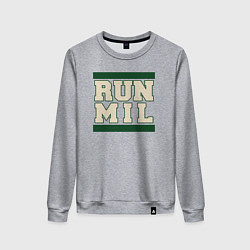Свитшот хлопковый женский Run Milwaukee Bucks, цвет: меланж