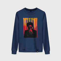 Свитшот хлопковый женский Blinded by the lights, цвет: тёмно-синий