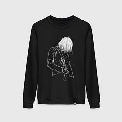 Свитшот хлопковый женский Kurt Cobain grunge, цвет: черный
