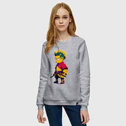 Свитшот хлопковый женский Bart Simpson samurai - neural network, цвет: меланж — фото 2