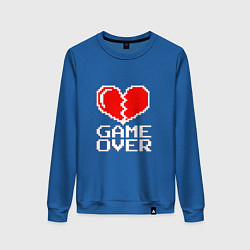 Свитшот хлопковый женский Game Over на красном фоне, цвет: синий