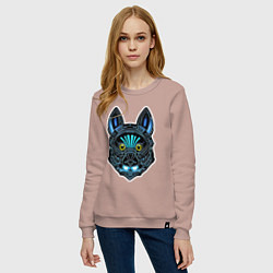 Свитшот хлопковый женский Неоновая голова собаки, цвет: пыльно-розовый — фото 2