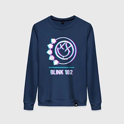Свитшот хлопковый женский Blink 182 glitch rock, цвет: тёмно-синий