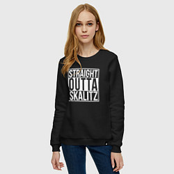 Свитшот хлопковый женский Straight outta Skalitz, цвет: черный — фото 2