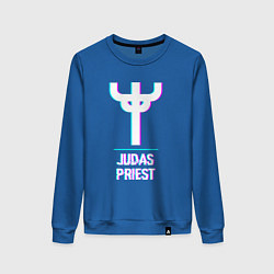 Свитшот хлопковый женский Judas Priest glitch rock, цвет: синий