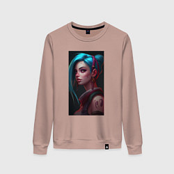 Свитшот хлопковый женский Jinx art Arcane League of Legends, цвет: пыльно-розовый