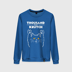 Свитшот хлопковый женский Thousand Foot Krutch rock cat, цвет: синий