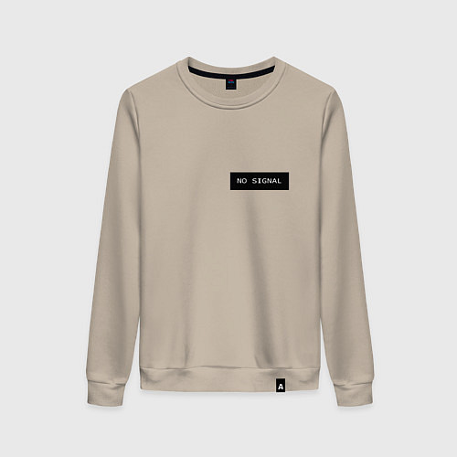 Женский свитшот Нет сигнала на черном фоне - мини / Миндальный – фото 1