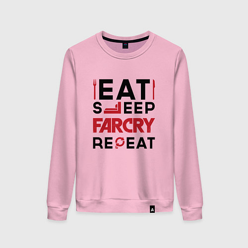 Женский свитшот Надпись: eat sleep Far Cry repeat / Светло-розовый – фото 1