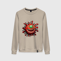 Свитшот хлопковый женский Веселый вирус красный, цвет: миндальный