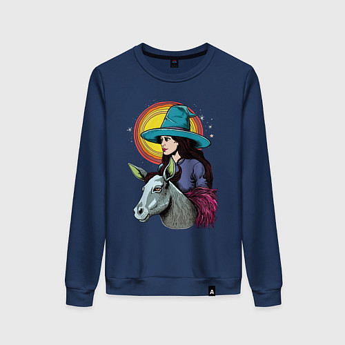 Женский свитшот Ведьма и осел comic style / Тёмно-синий – фото 1