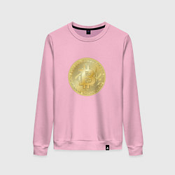 Свитшот хлопковый женский Криптовалюта биткоин, цвет: светло-розовый