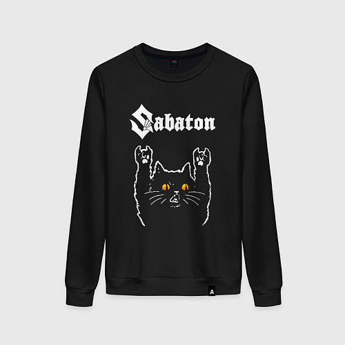Женский свитшот Sabaton rock cat / Черный – фото 1