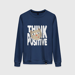 Женский свитшот Забавный кот и надпись Think positive