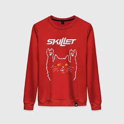 Свитшот хлопковый женский Skillet rock cat, цвет: красный
