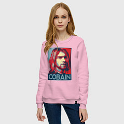 Свитшот хлопковый женский Nirvana - Kurt Cobain, цвет: светло-розовый — фото 2