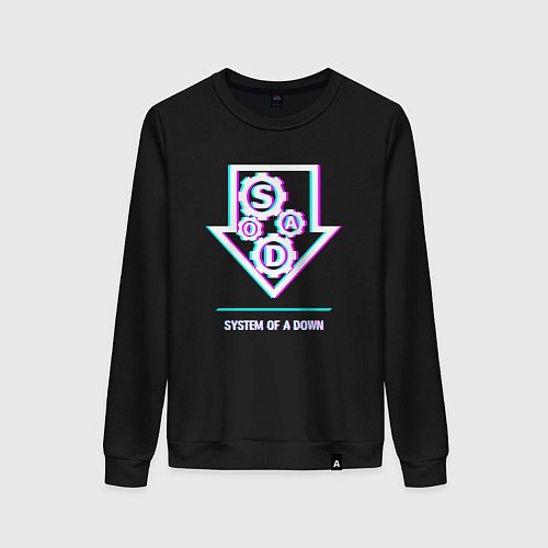 Женский свитшот System of a Down glitch rock / Черный – фото 1