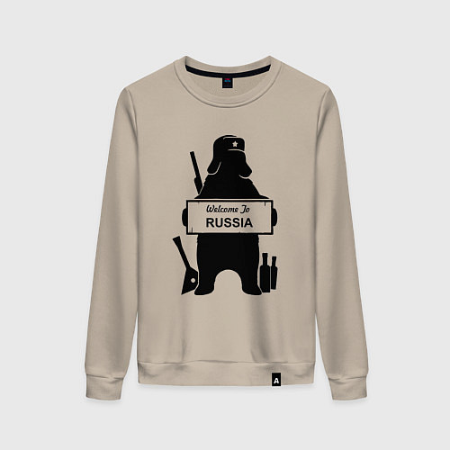 Женский свитшот Россия медведь балалайка водка ушанка / Миндальный – фото 1