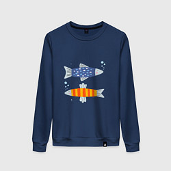 Свитшот хлопковый женский Две селедки, цвет: тёмно-синий