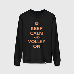 Свитшот хлопковый женский Keep calm and volley on, цвет: черный