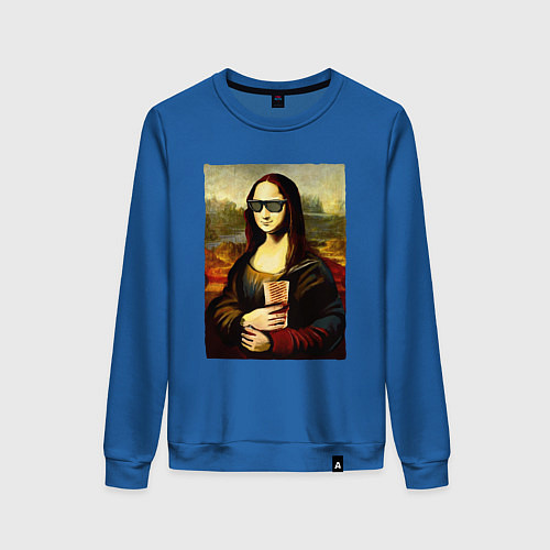 Женский свитшот Мона Лиза с шаурмой / Синий – фото 1